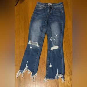 Zenana Distressed Shark Bite Hem